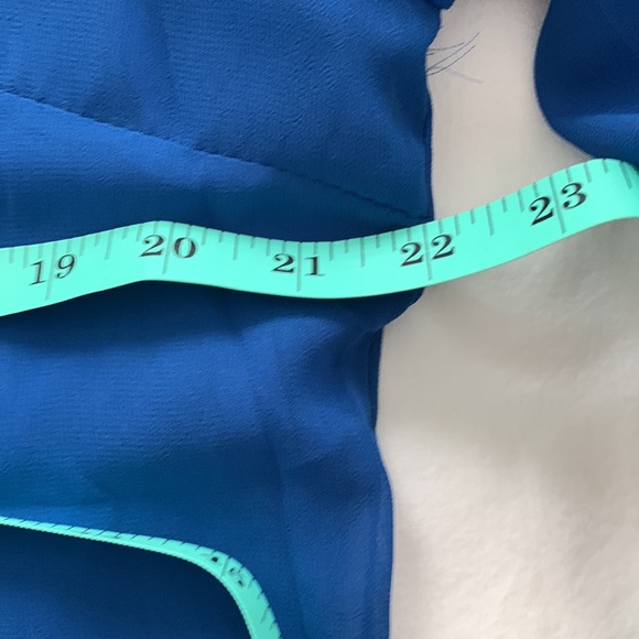 Royal Blue Casual ChiffonTop Scoop Neck 3/4 Sleeve Double Layer, Like New - Picture 9 of 10